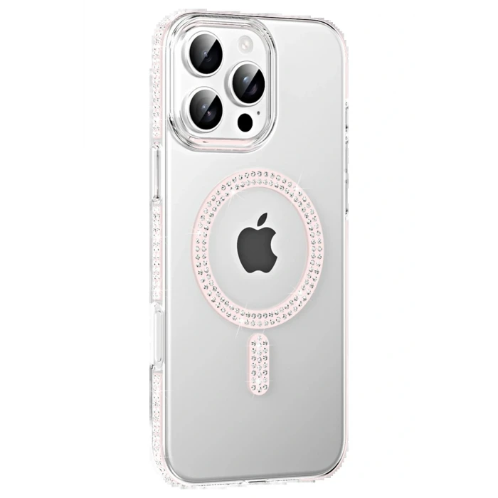 Apple iPhone 16 Pro Max Move Taşlı Magsafe Kapak - Gümüş