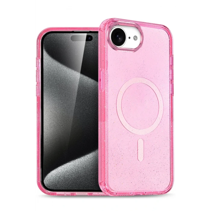 Apple iPhone 16E Star Magsafe Kapak - Pembe