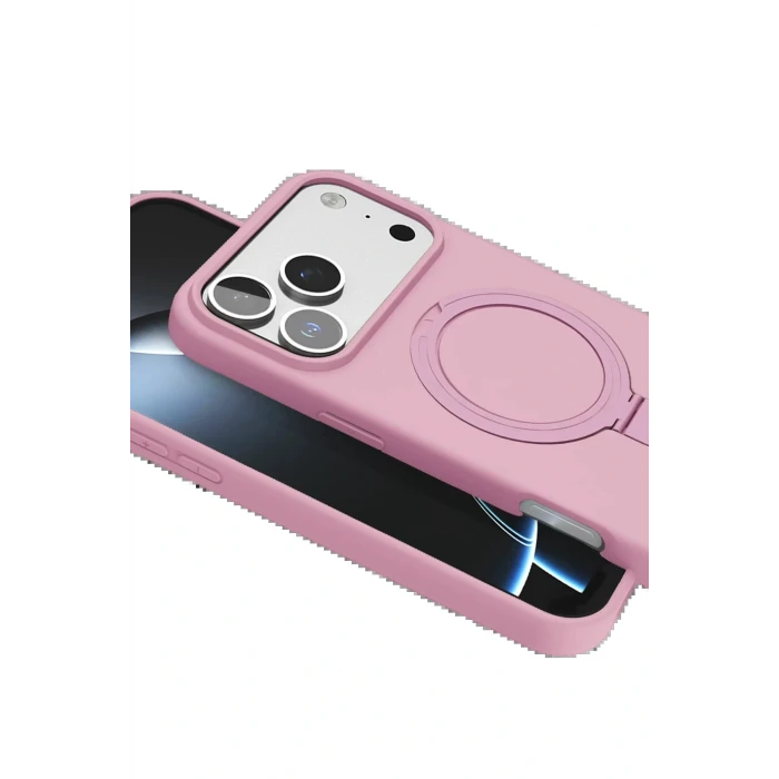 Apple iPhone 17 Pro Max Regal Magsafe Standlı Kapak - Açık Pembe