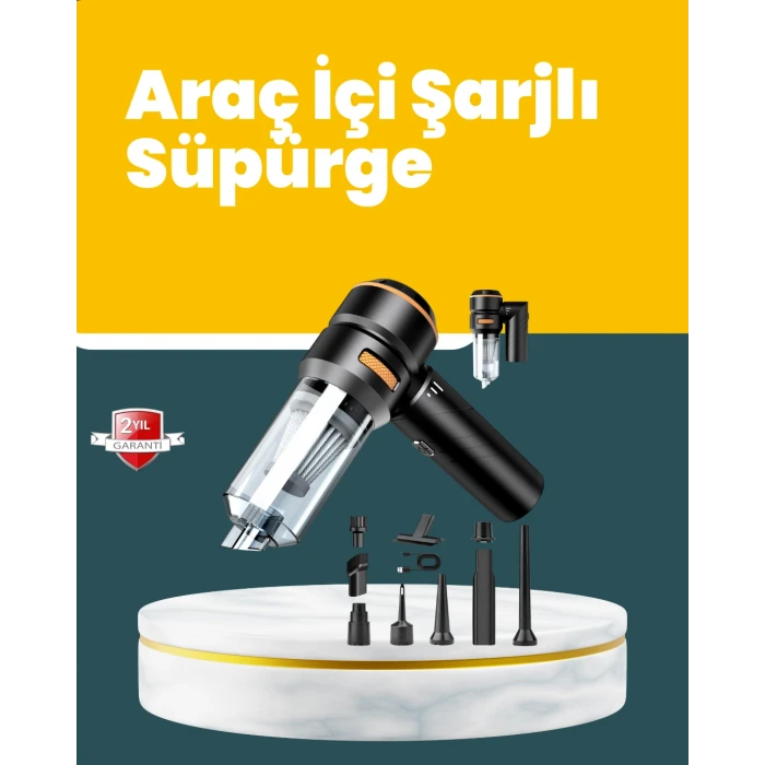 Araç İçi Derinlemesine Temizlik İçin Kompakt ve Ergonomik El Süpürgesi