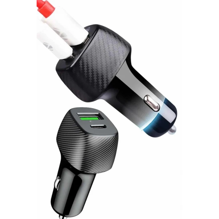 Araç İçi Şarj Cihazı 38W Güç Kapasiteli Type-C Girişli Araba Çakmaklık