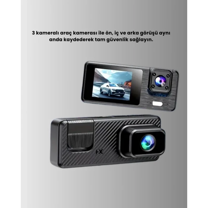 Araç Kamerası 3’lü Sistem | Full Hd, Sesli Kayıt Ve Park Gözetimi