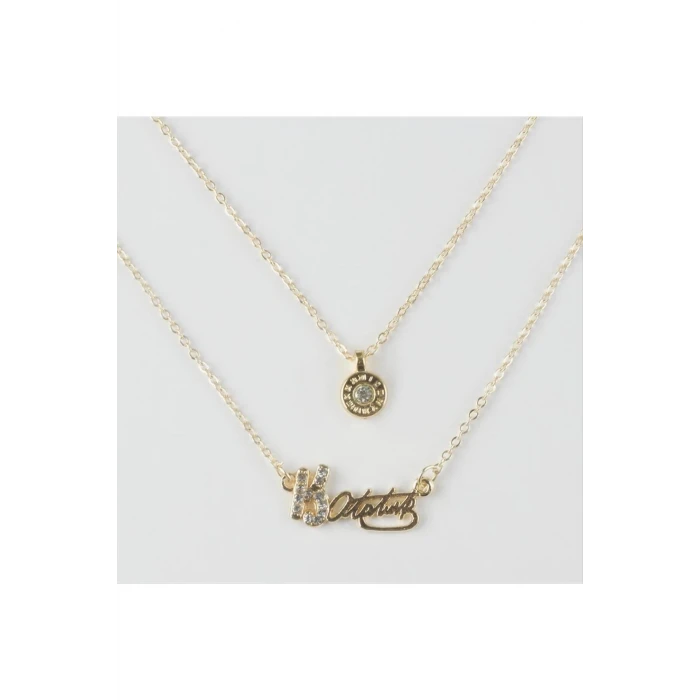 Atatürk Figürlü İkili Kolye