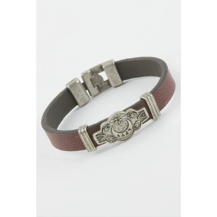 Ay Yıldız Suni Deri Bileklik