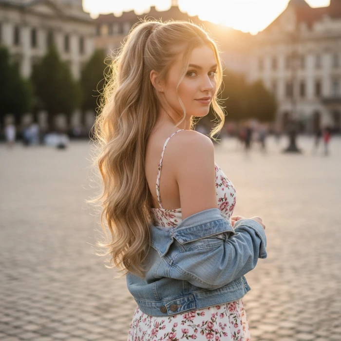 Bağlamalı Dalgalı At Kuyruğu - Karamel Platin Röfleli