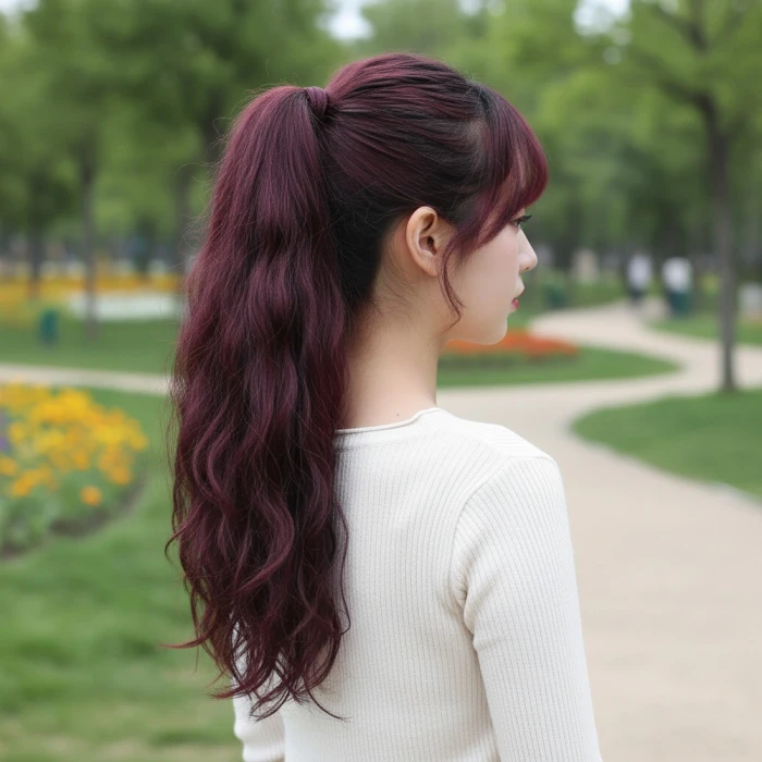 Bağlamalı Dalgalı At Kuyruğu - Koyu Kızıl