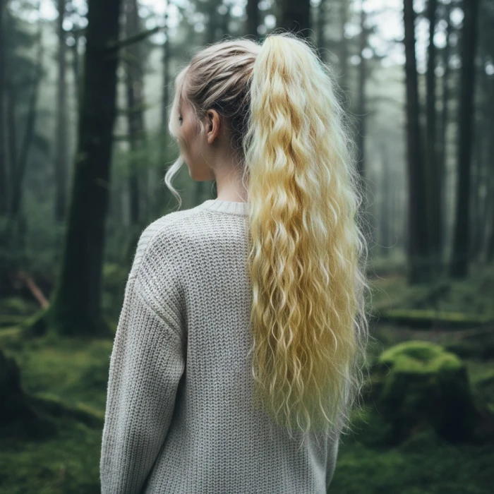 Bağlamalı Kabarık Dalgalı At Kuyruğu - Açık Platin