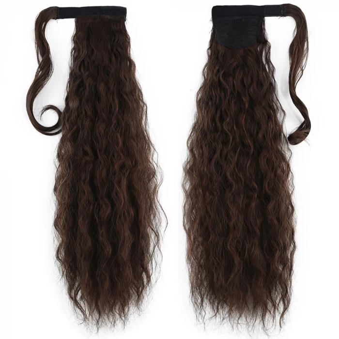 Bağlamalı Kabarık Dalgalı At Kuyruğu - Kahve Karamel