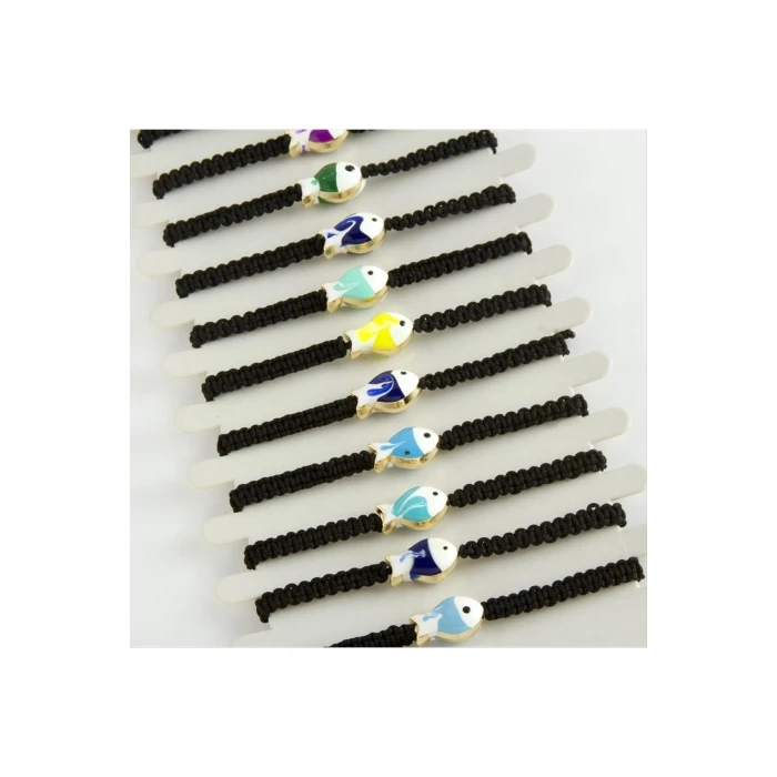 Balık Mineli Makrome Örgülü Bileklik