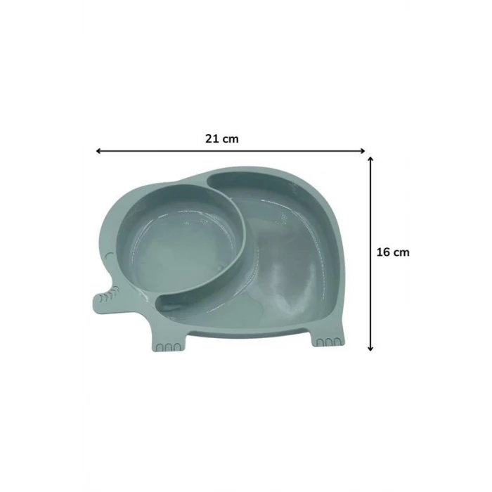 Bebek ve Çocuk için Sevimli Fil Model Desenli Yemek Bebek Mama Kabı Bölmeli Tabak (4887)
