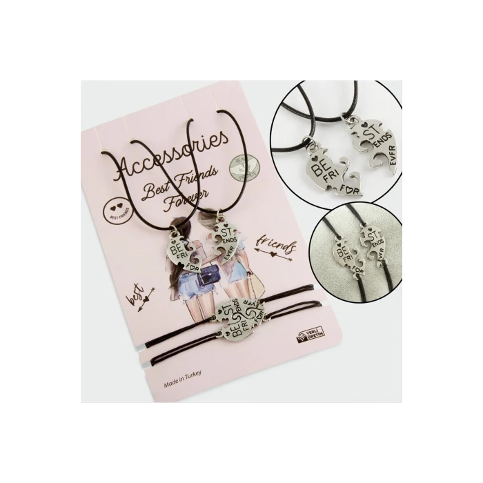 Best Friends Arkadaş Deri Set Kolye