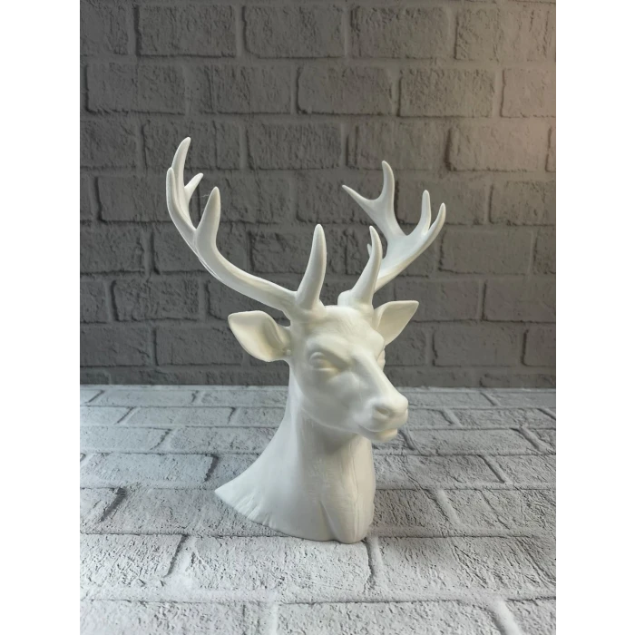 Beyaz Geyik Biblo 23 Cm Dekoratif Modern Tasarım