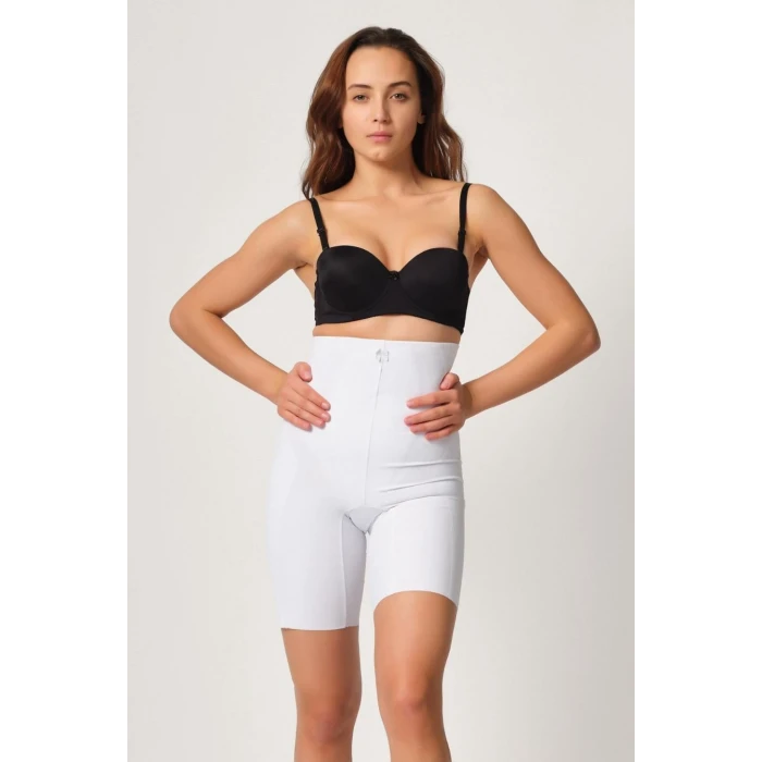BEYAZ   2814 Double Yüksek Bel Boxer Lazer Korse