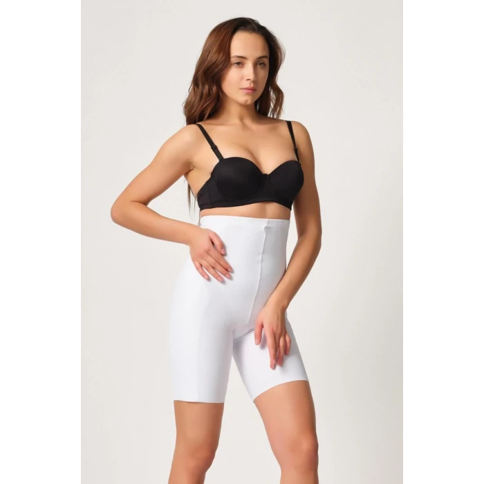 BEYAZ   2814 Double Yüksek Bel Boxer Lazer Korse