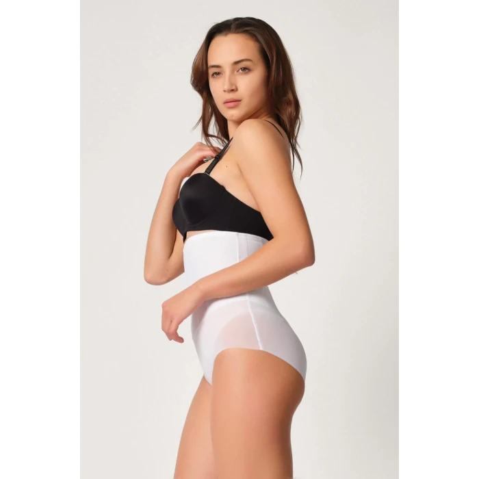 BEYAZ   2945 Tül Karyokalı Slip Lazer Korse