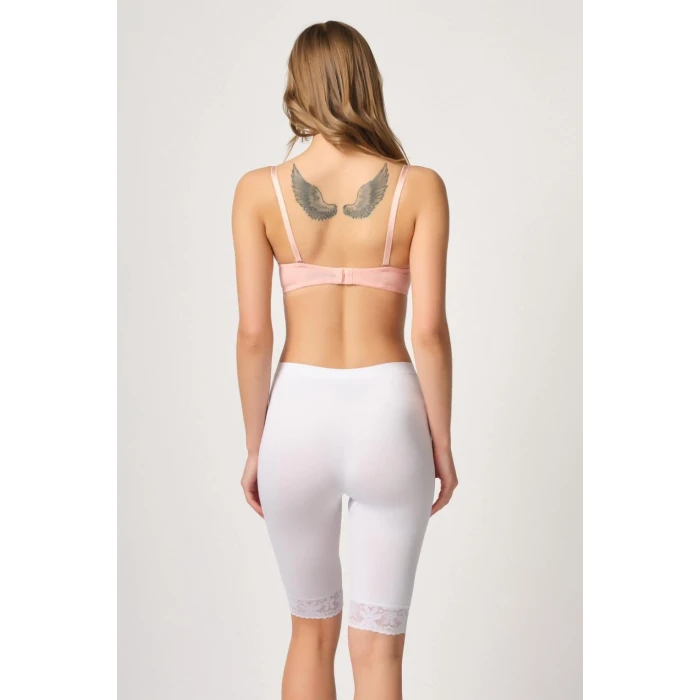BEYAZ   3004 Soft Uzun Paça Dantel Boxer