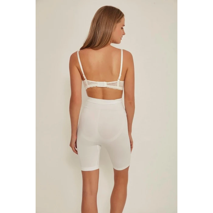 BEYAZ   3005 Soft Uzun Paçalı Boxer Korse