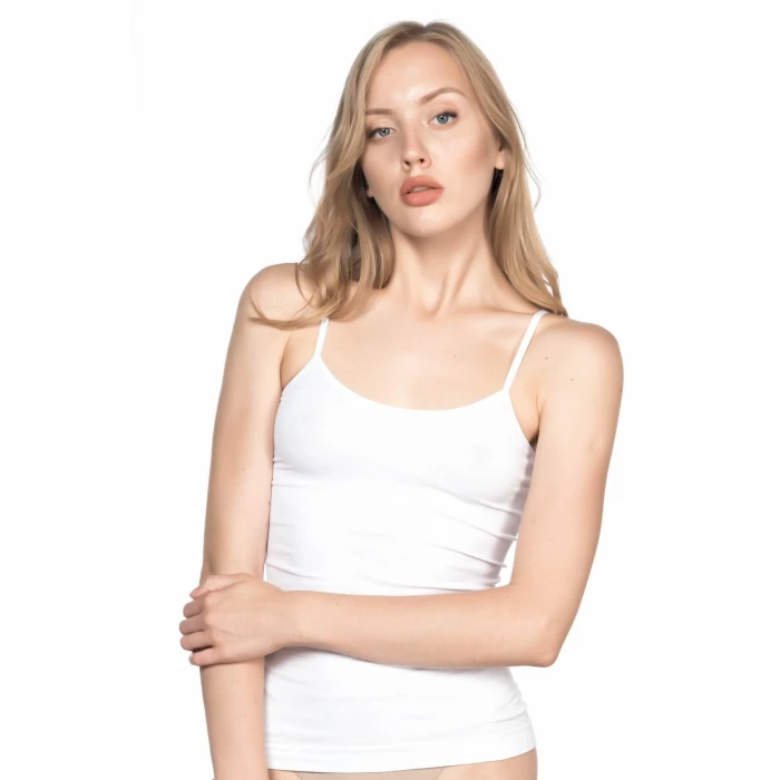BEYAZ   5001 Soft İp Askılı Uzun Atlet