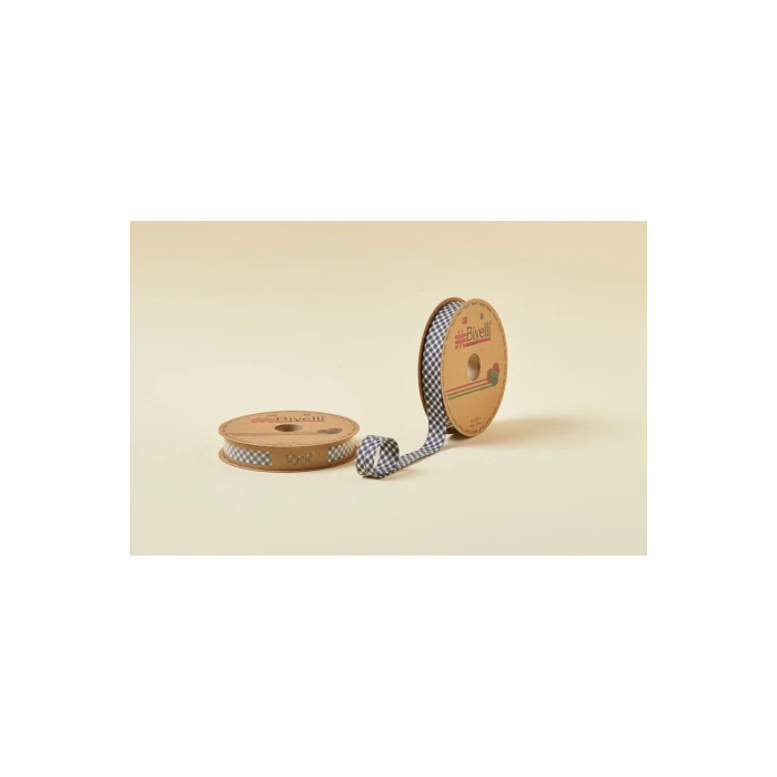 Biye Ekoseli Katlı E10 Siyah 2 cm 25 Metre %65 Koton %35 Polyester