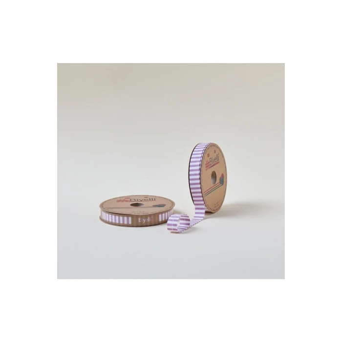 Biye Kalın Çizgili Katlı F07 Gül Kurusu 2 cm 25 Metre %65 Koton %35 Polyester