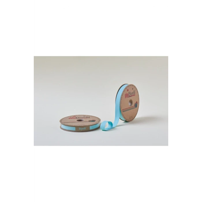 Biye Koton Katlı D49 Açık Turkuaz 2 cm 25 Metre %65 Koton %35 Polyester