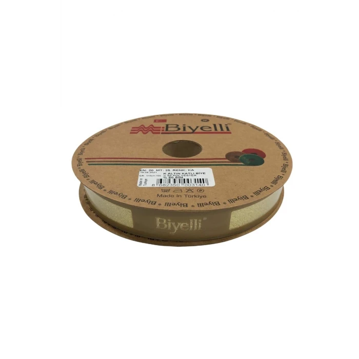 Biye Simli Katlı Ka Altın 2 cm 25 Metre %50 Simli % 50 Polyester