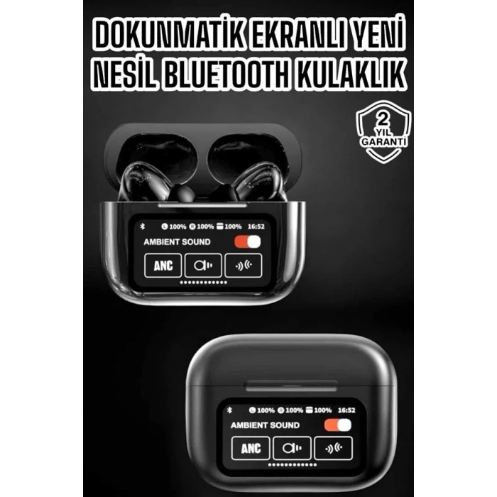 Bluetooth Kulaklık Kablosuz Ekranlı ANC/ENC Destekli Dokunmatik