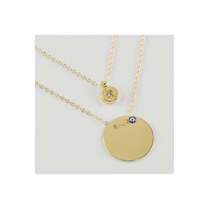 Boş Plaka Figürlü İkili Kolye