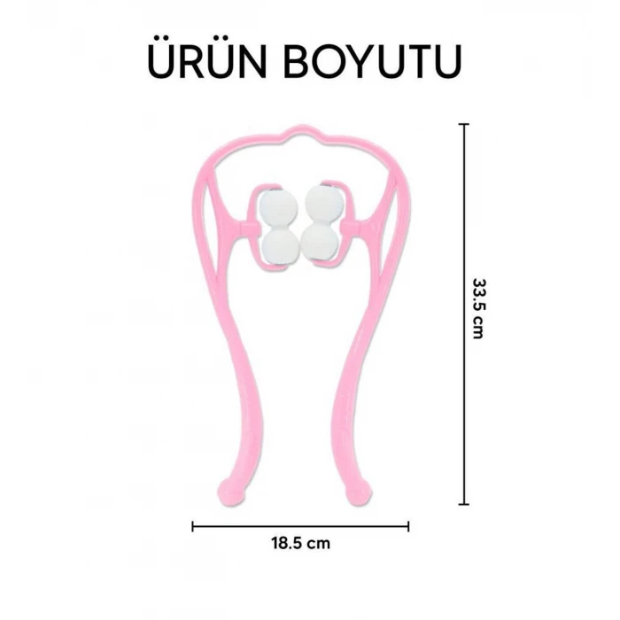 Boyun Bacak Ayak Bel Masaj Aleti Çok Fonksiyonlu Manuel 4 Tekerlekli - Pembe
