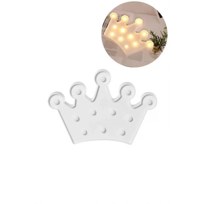 İEG® 3D Dekoratif Pilli Kraliçe Tacı Model Led Masa ve Gece Lambası