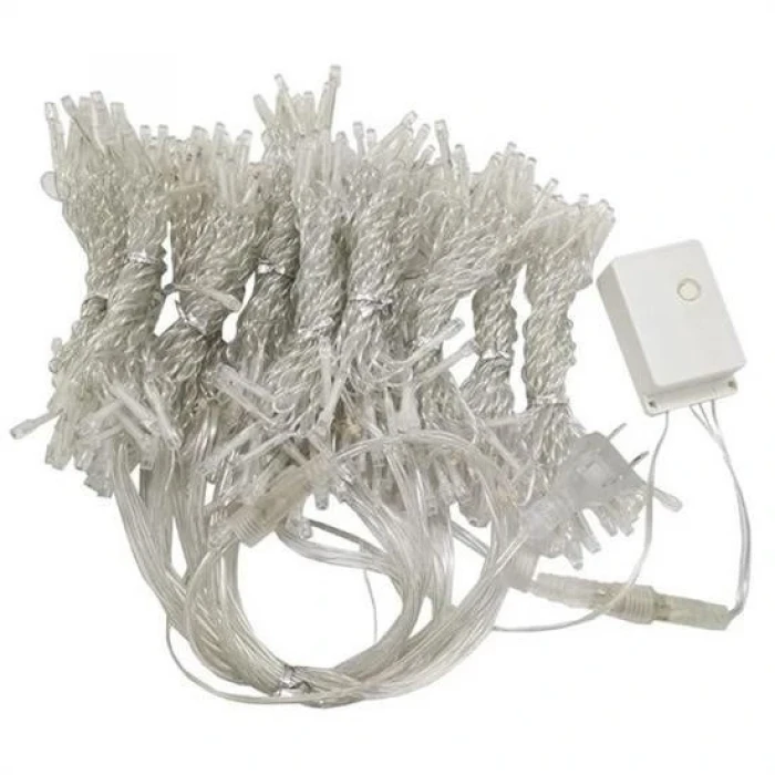 İEG® 8 Fonksiyonlu 200 Led 10 Saçak Şerit Led 2x2 Perde İp Led  (Gün Işığı)