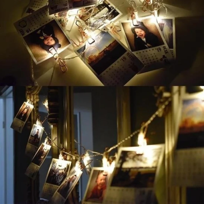 İEG® Bakır Renkli Led Işıklı Fotoğraf Asma Işık Süsleme Mandalları