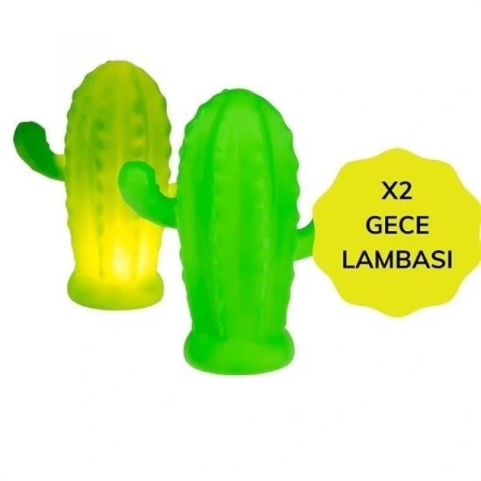 İEG® Pilli Silikon Led Işıklı Sevimli Kaktüs Gece Lambası Aydınlatması