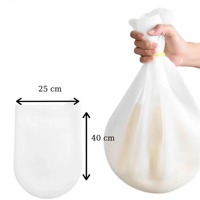 Büyük Hamur Torbası Silikon Şeffaf Hamur Yoğurma Torbası Ekmek Makarna Mantı Hamuru Kolay Yoğurma (K95)