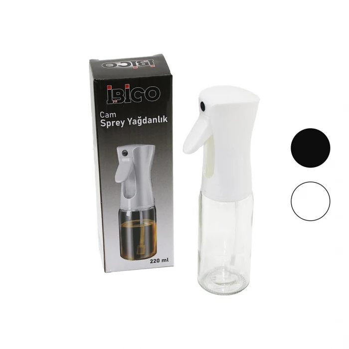 Cam 220ml Yağdanlık Sprey Siyah - Beyaz Plastik Başlık