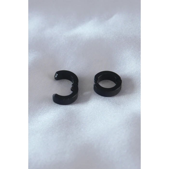 ietaks™ Çelik Siyah Renk Sıkıştırmalı Erkek Küpe