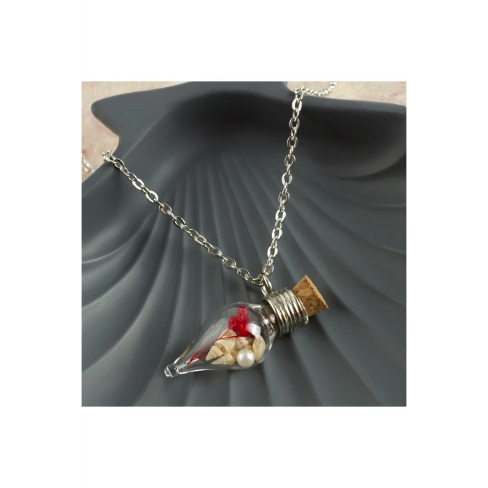 Çiçek Fanus Canlı Kolye