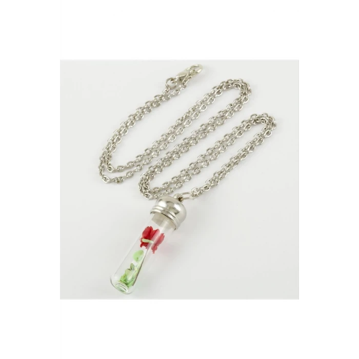 Çiçek Fanus Canlı Kolye