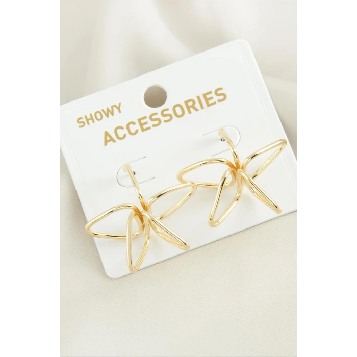 Çiçek Oval Metal Küpe