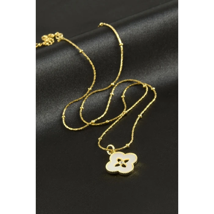 Çiçek Sedef Lüks Çelik Kolye