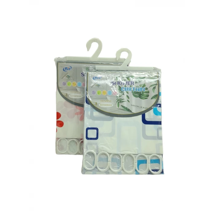 Çif Kanat Pvc Banyo Perdesi 2  Parça  X 90x180cm - 12 Halkalı