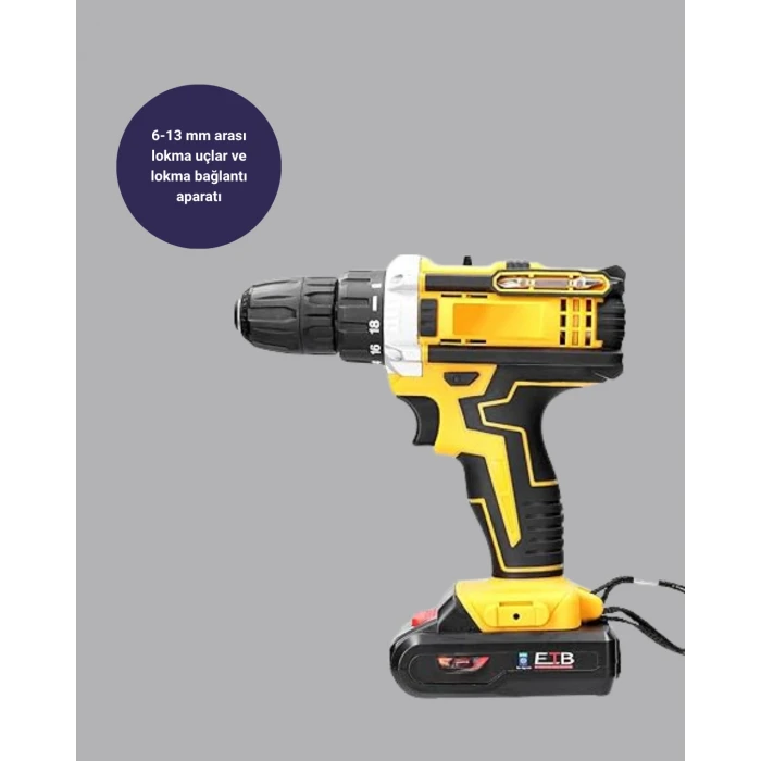 Çift Bataryalı Darbeli Şarjlı Matkap Seti – Metal Dişli, 24 Parça Aksesuar ve LED Işıklı