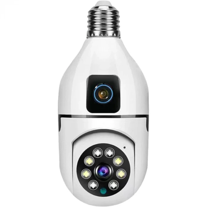 Çift Lensli Duy Girişli Kablosuz Ampul Kamera