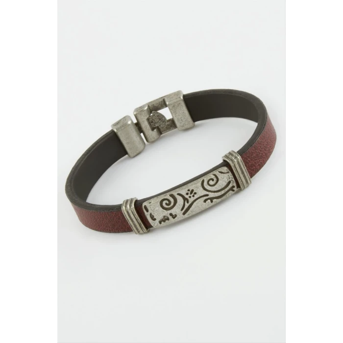 Çini Desenli Suni Deri Bileklik