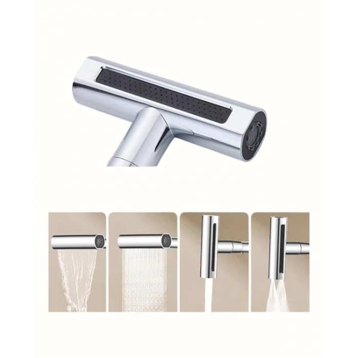 Çok Fonksiyonlu Musluk Başlığı | 4 Su Modu | Geniş Uyumlu Adaptör Seti | Mutfak ve Banyo Uyumlu