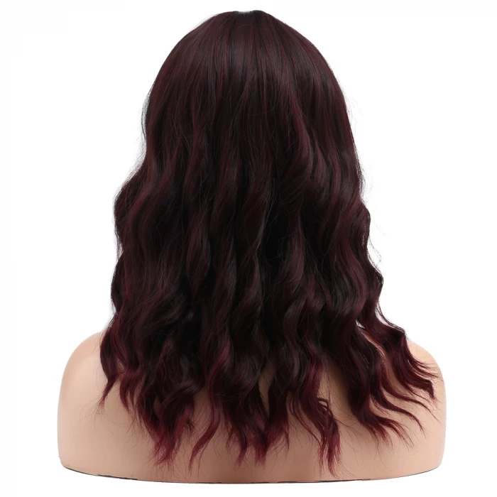 Dalgalı Kısa Perçemli Fiber Sentetik Peruk - Kızıl Kahve