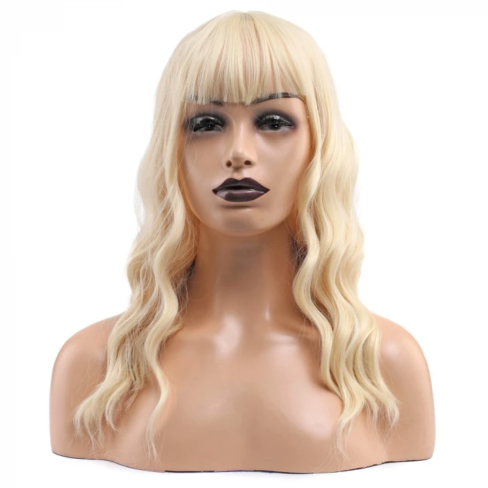 Dalgalı Kısa Perçemli Fiber Sentetik Peruk - Platin