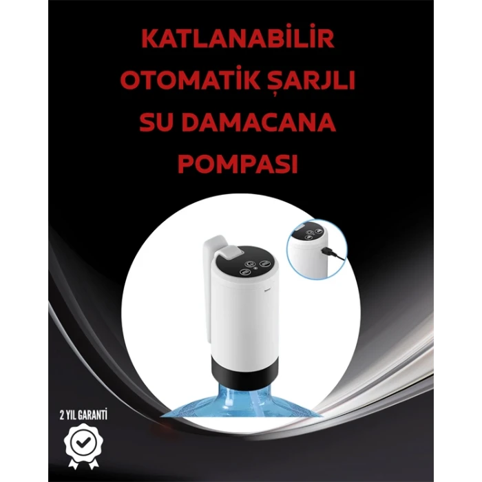 Damacana Üstü Akıllı Su Pompası | 3 Damacana Kullanım | 4W Güç | Micro USB Şarjlı | Katlanabilir & Taşınabilir