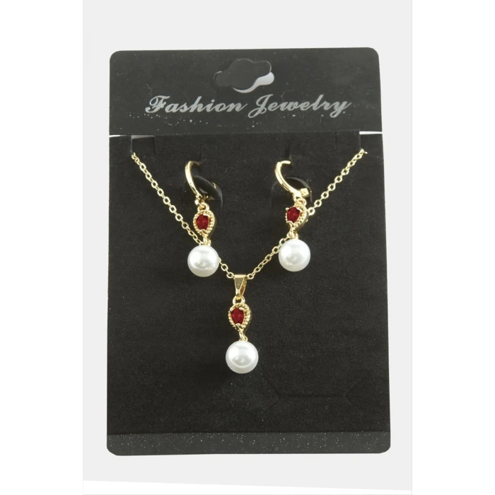 Damla İnci Zirkon Taşlı Set Kolye