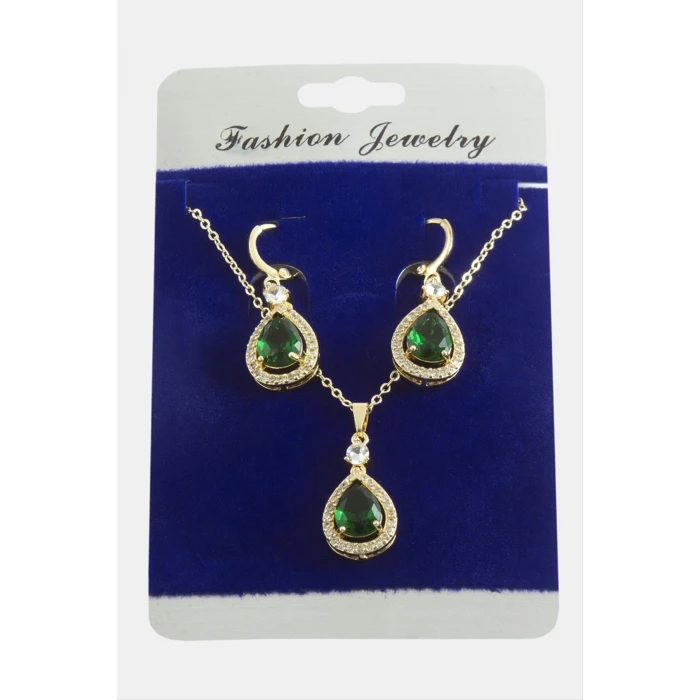 Damla Zirkon Taşlı Set Kolye